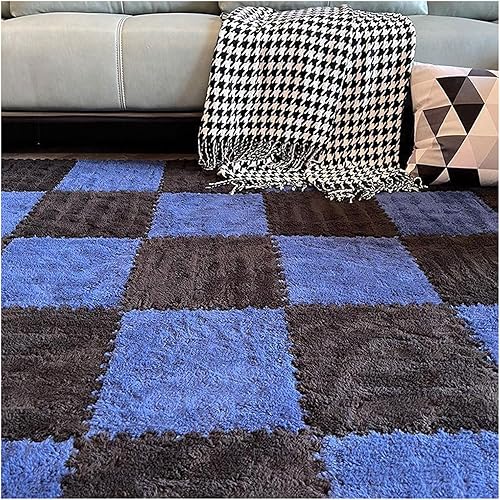 10 tapetes de espuma de felpa entrelazados, azulejos de espuma con borde, tapete de juego de rompecabezas de 12 x 12 pulgadas, alfombras de área