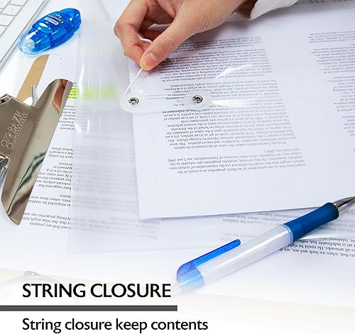 Miniatura 3 de BAZIC Sobres de polietileno de plástico, tamaño carta, cierre de cuerda, 1 carga superior y 1 lateral, carpetas de archivo tamaño A4, suministros de