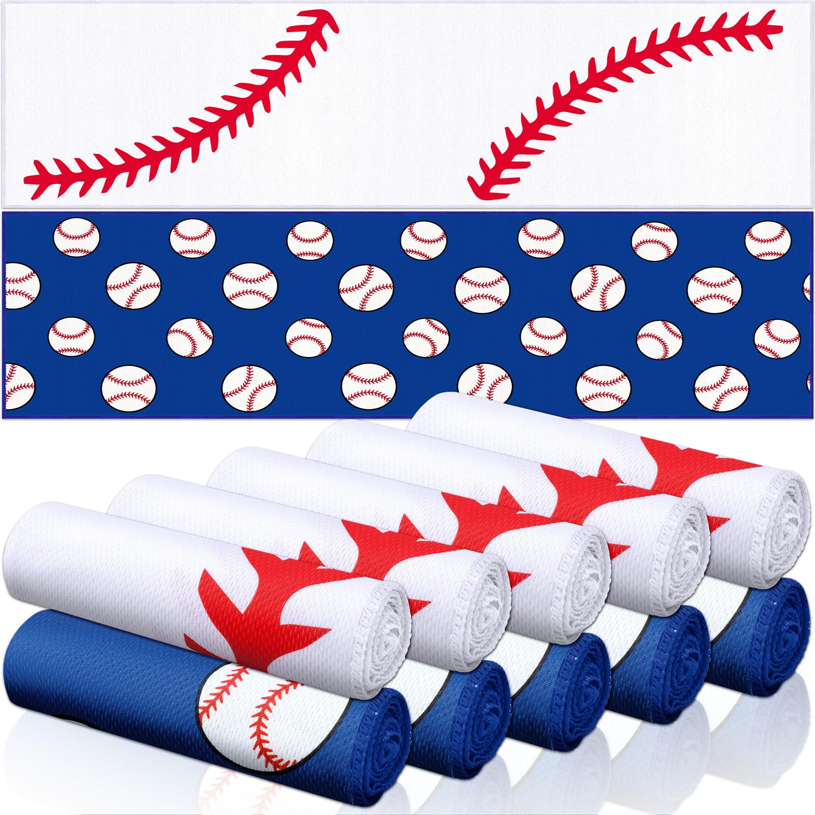 12 Pcs Sports Cooling Towels Baseball Basketball Softball 40 x 12 Inch Breathable Soccer Football Volleyball Microfiber Ice Towel Fast Drying for Sport Party Favors Team Gift(Blue,Baseball)
