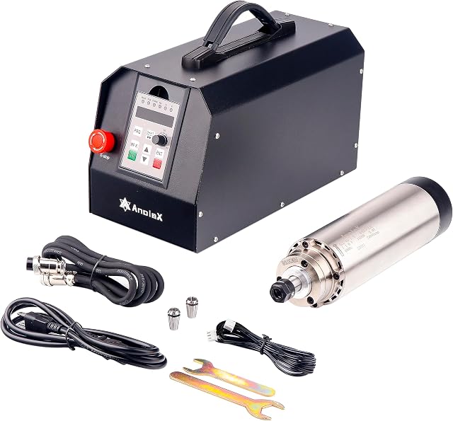 110V 1.5KW CNC Spindle Motor Kits, AnoleX Φ65mm Air Cooled VFD Spindle with ER11 Collets for CNC Router Machine