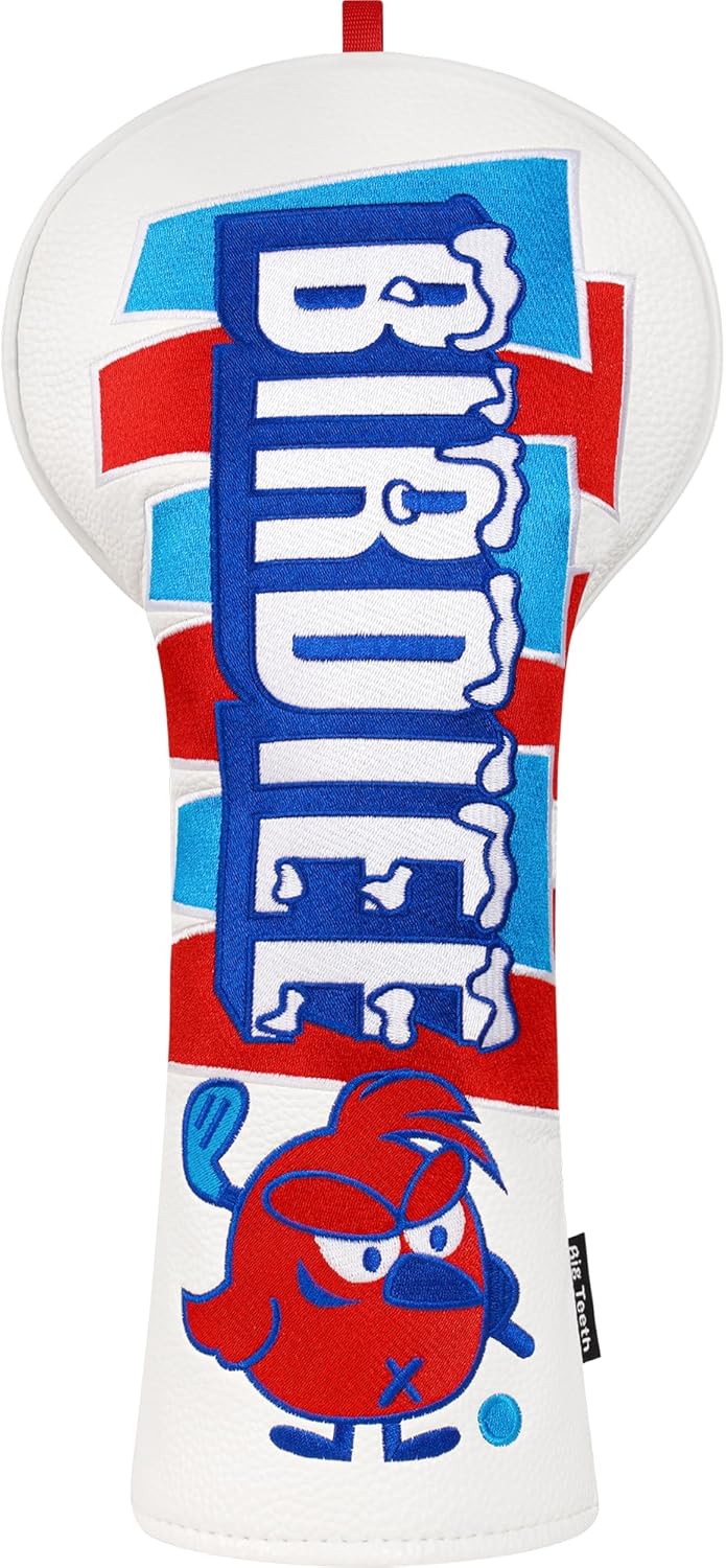 Big Teeth Funny Driver Headcover Ice & Birdiee, Driver Covers for Golf Clubs, Funny Birdie Putter Cover,Milk Shake Ice Cream Mallet Putter Cover,Blue and Red Color Golf Club Protector