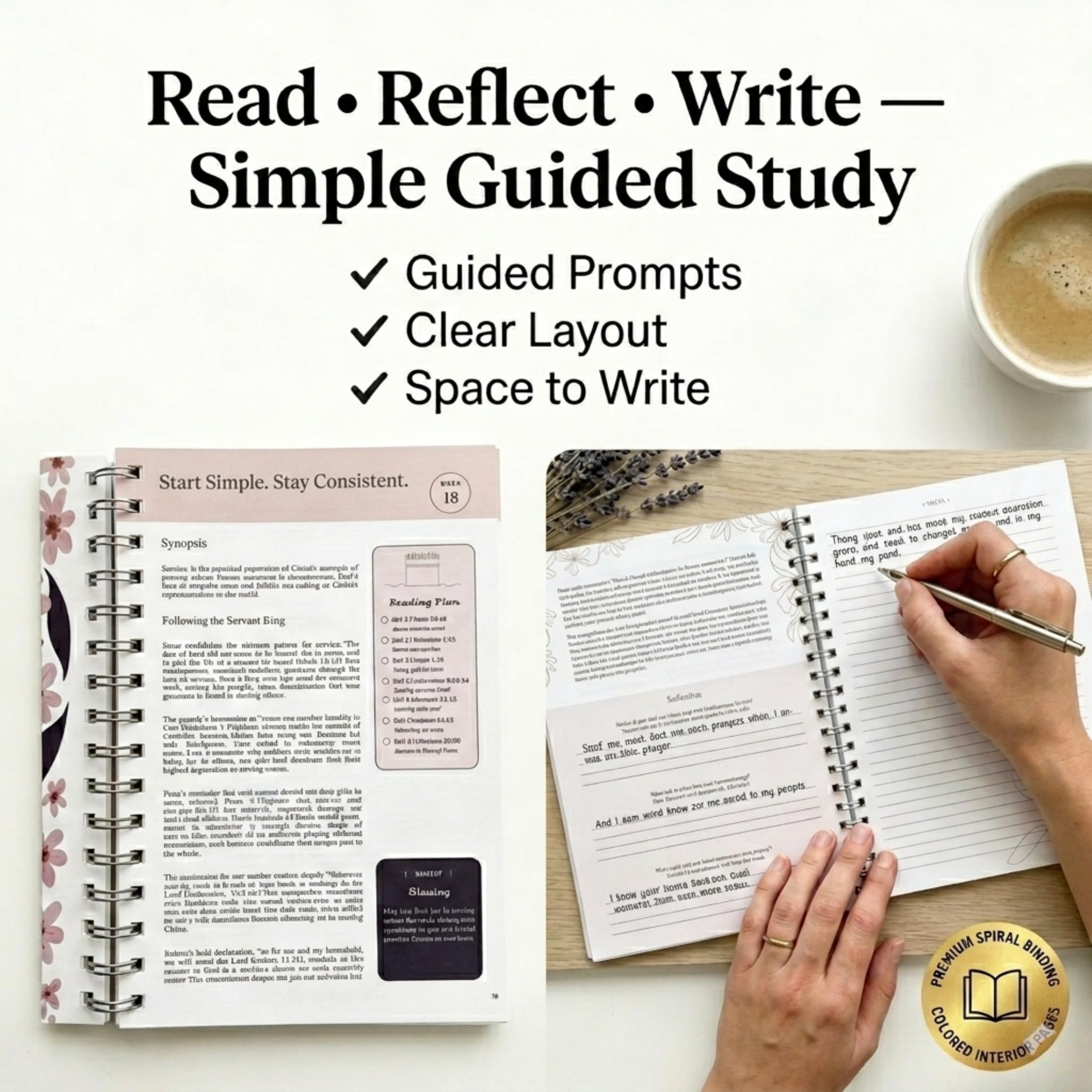 Diario de estudio bíblico: mantente constante en solo 10 minutos a la semana, escritura guiada de 52 semanas, cuaderno de oración y reflexión, fácil y apto para principiantes, regalo devocional