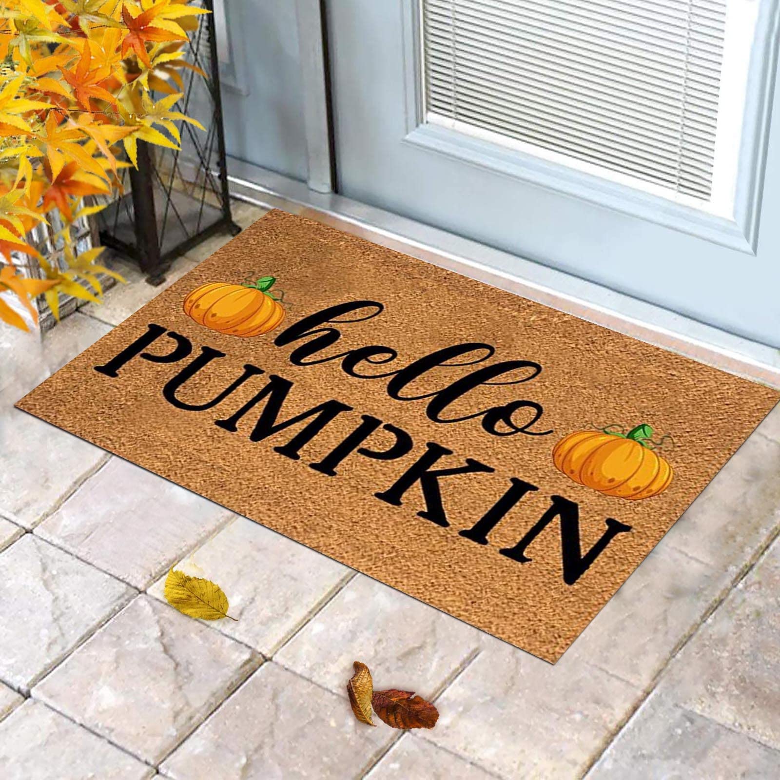 Pumkin Autumnal Door Mat 60cm x 40cm Doormat NonSlip Outdoor/Indoor Autumnal Halloween Outdoor Entrance Mats Home Decor Welcome Mats Fall Doormat Thanksgiving Fall Floor Rug Decorative (C-I, One Size)