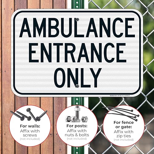 Miniatura 4 de Letrero de entrada solo para ambulancia, 12 x 18 pulgadas, 3M EGP reflectante aluminio .063, resistente a la decoloración, fabricado en Estados