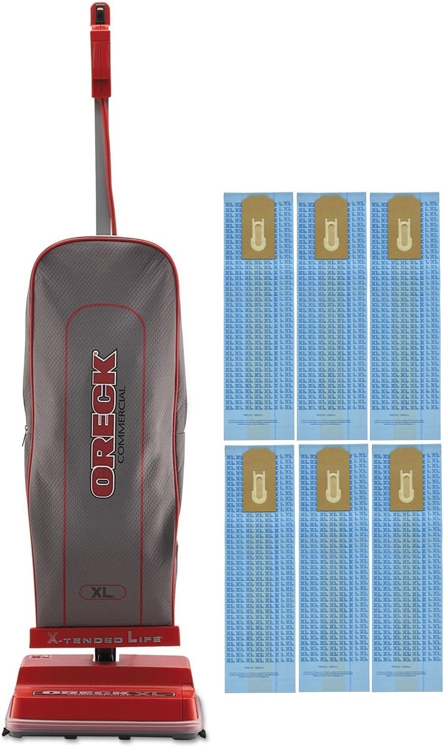 Oreck Commercial U2000R-1 120 V Red/Gray Upright Vacuum Bundle with Genuine 6 Oreck Bags