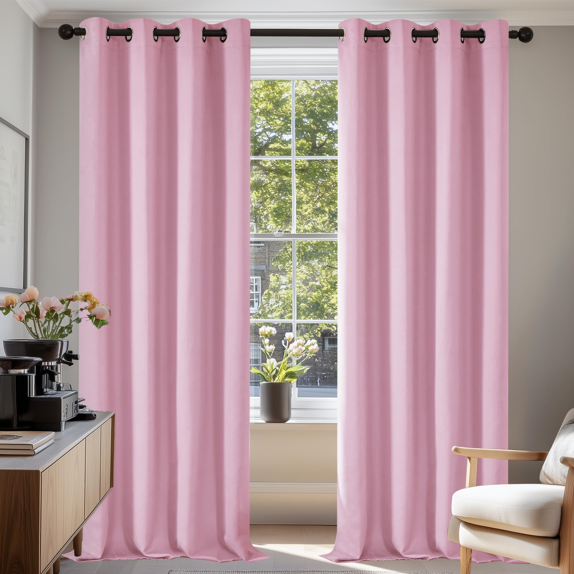 Deconovo Black Curtains Bedroom 52 x 84 Inch Thermal Insulated Energy Saving Eyelet Blackout Curtains for Living Room Black 1 PAIR — view 33