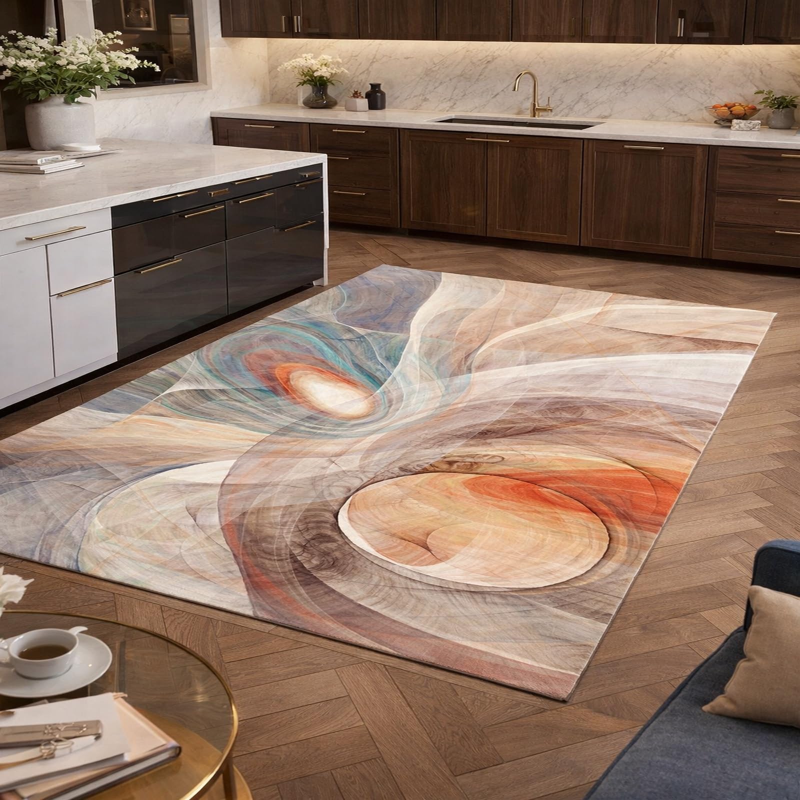 Tapis cuisine et entrée facile à nettoyer 70x140 cm abstrait moderne multicolore