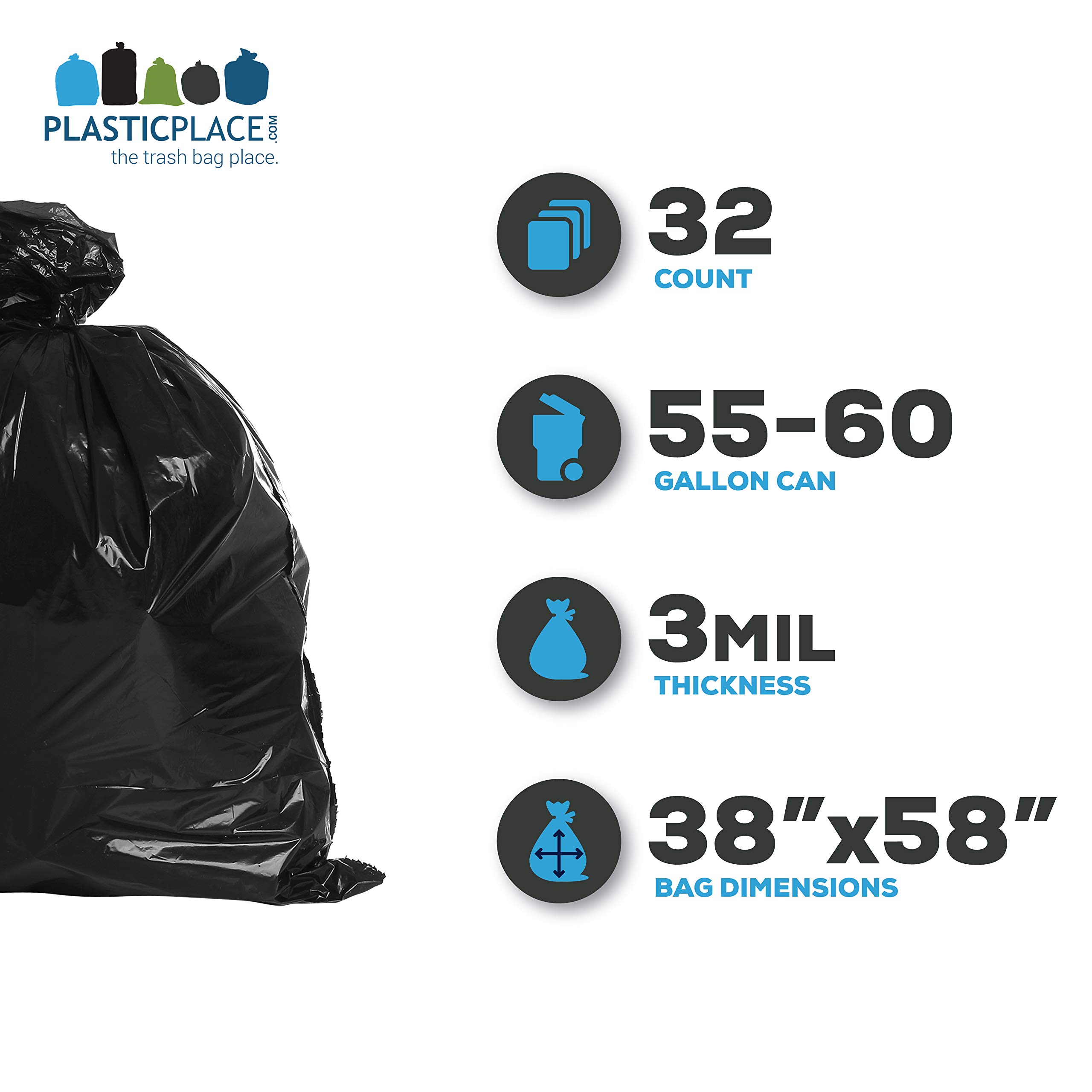 Plasticplace Contractor Trash Bags 5560 Gallon 3.0 Mil