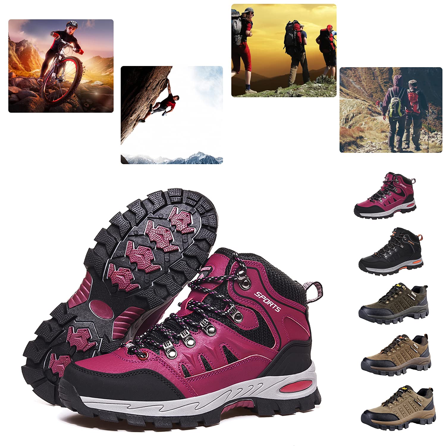 Chaussures de Randonnée Antidérapantes pour Hommes Femmes Bottes Chaussures de Trekking Respirant Chaussure de Marche
