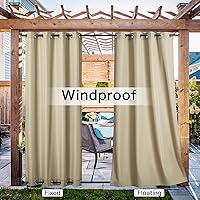 Vista 222 de NICETOWN Cortinas grises para exteriores para patio, impermeables, 2 paneles, resistentes al viento, a prueba de óxido, ojales superiores e