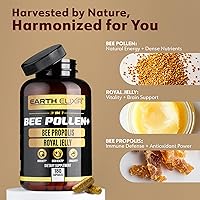 Vista 4 de Earth Elixir Cápsula orgánica de polen de abeja 3 en 1, sin OMG, polen de abeja puro crudo, jalea real, extracto de propóleo para mujeres y hombres