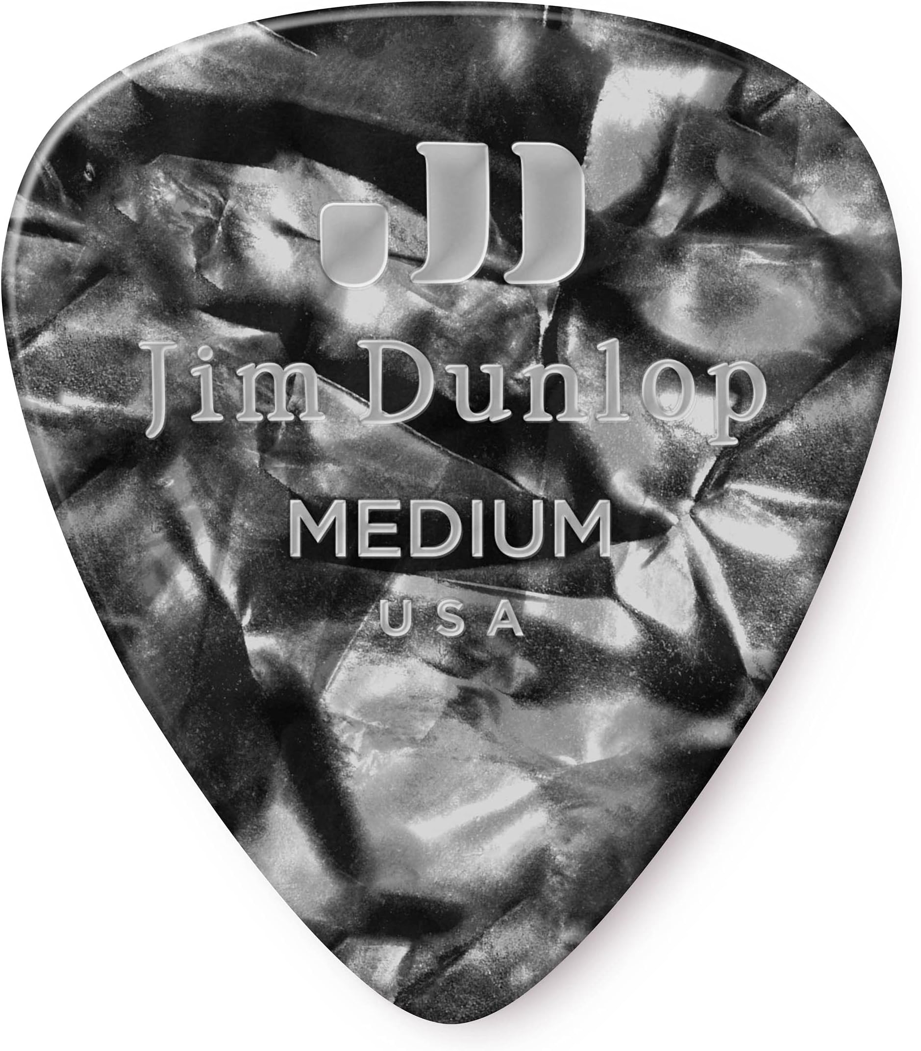Celluloid Black Pearloid Pick Medium - 12 Pack