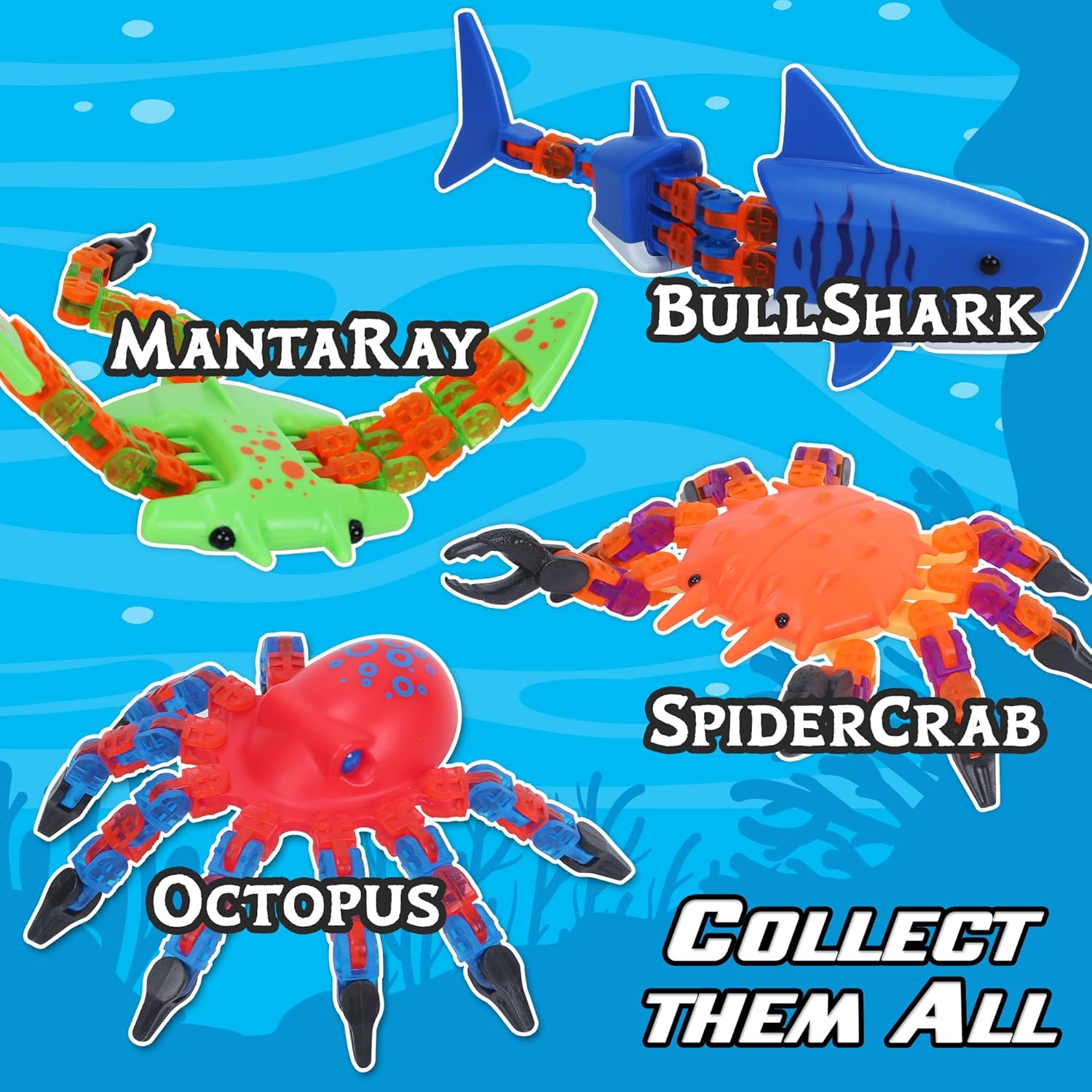 Zing Klixx Creaturez Combo Pack - Ocean Series, Create Stop Motion Animation, Click Fidget Toys for Stress Relief, Great for Kids Ages 4 and Up (Shark + Crab)