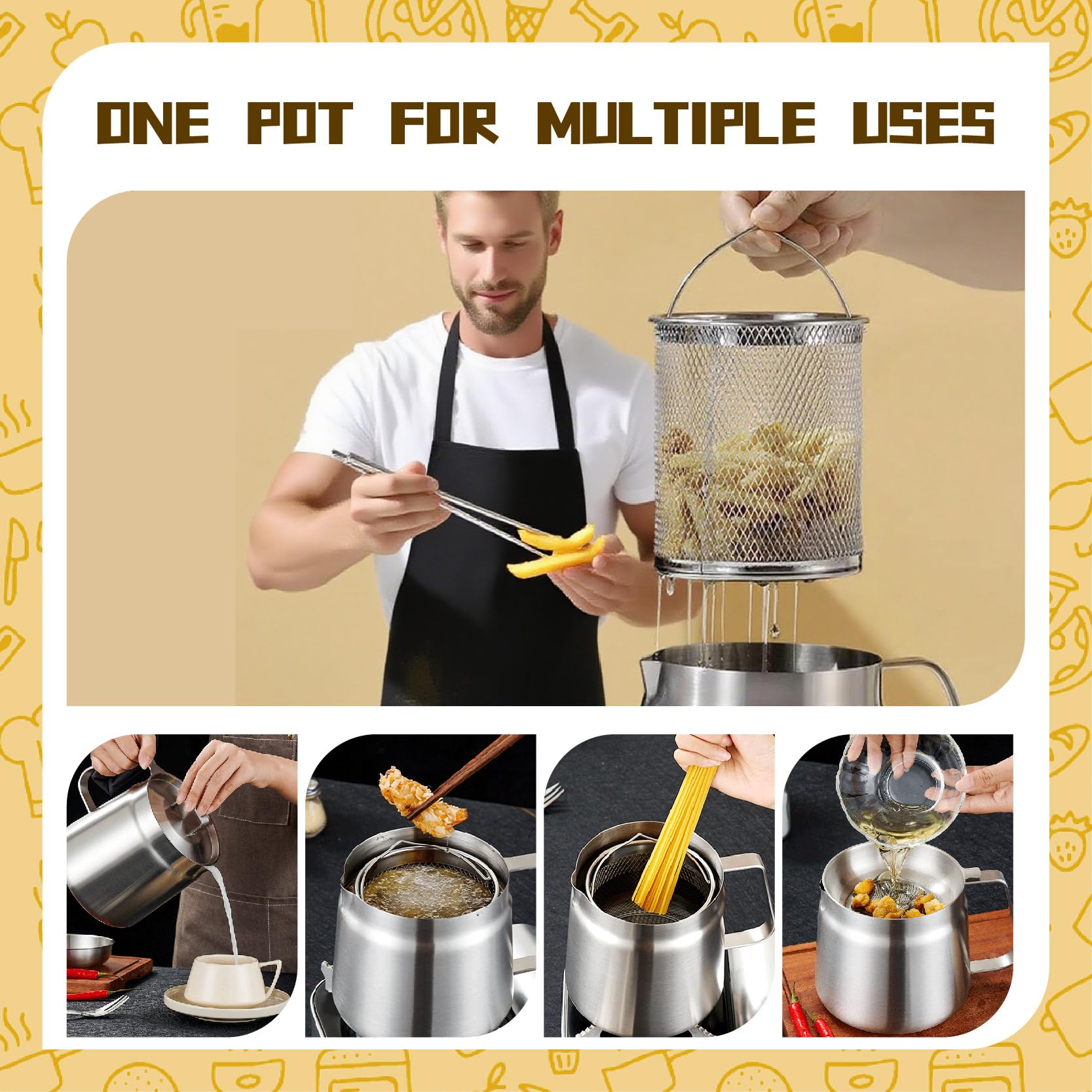 Filtre à huile de 2 L, pot de filtre à huile en acier inoxydable 304, pot de filtre à huile en acier inoxydable avec couvercle et récipient en maille fine, pour stocker la graisse de cuisson