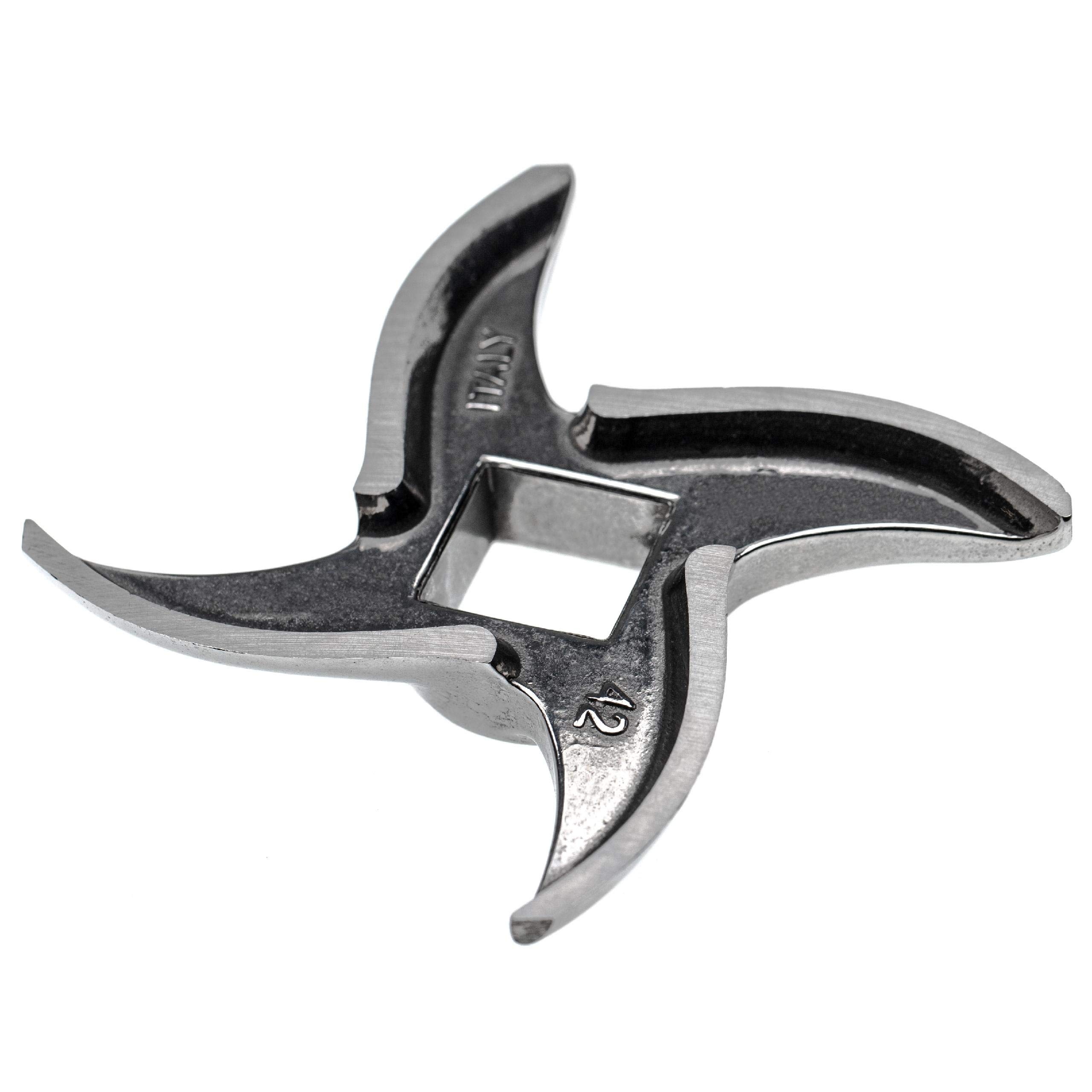 vhbw Coltello a falce m. 42 per tritacarne - apertura quadrata, 22,1 x 22,1 mm, acciaio inox