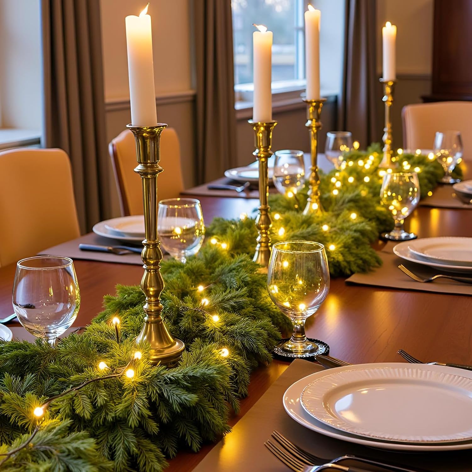 9 Ft Christmas Cedar Garland: Artificial Real Touch Soft Thick Green Garlands Decorations for Outdoor Indoor Home Front Mantle Fireplace Holiday Party Decor