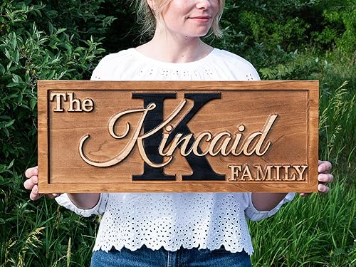 Miniatura 5 de Personalized Family Name Sign Personalized Wedding Gifts Wall Art Rustic Home Decor Custom Carved Wooden Signs Couples 5 Year Anniversary Gift