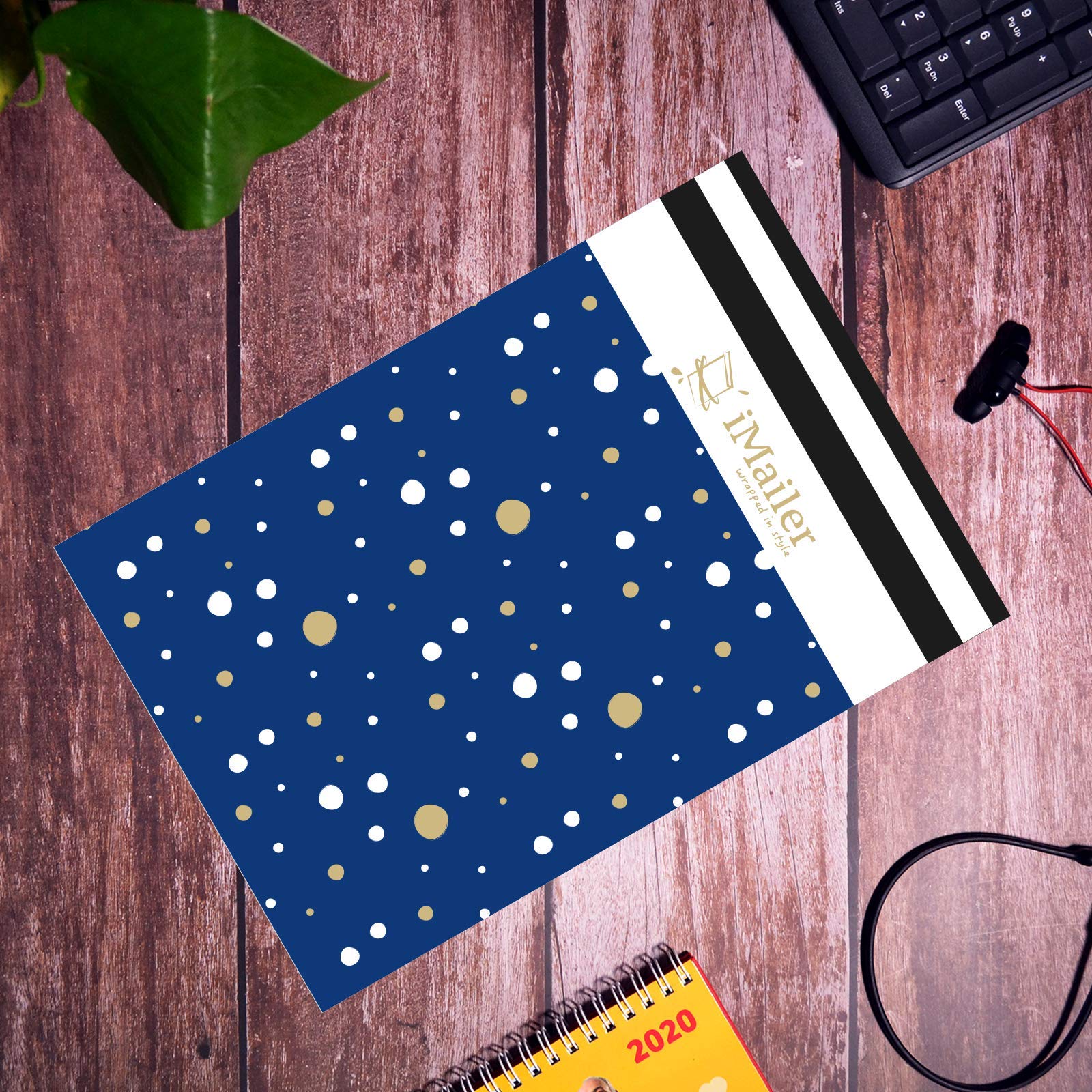 100 buste per spedizioni postali in polietilene, 30,5 x 39,4 cm, con scritta "Thank You", blu a pois, autosigillanti