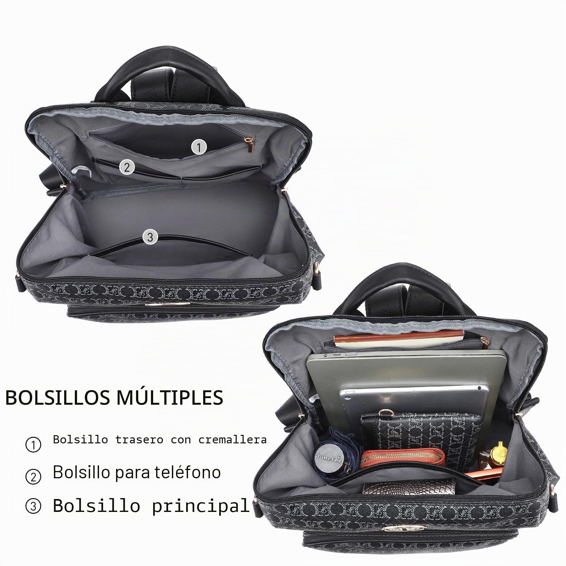 MKP COLLECTION Mochila de moda para mujer, convertible, grande, mochila de viaje, bolsa de hombro, bolso de mano, juego de 2 piezas con borla