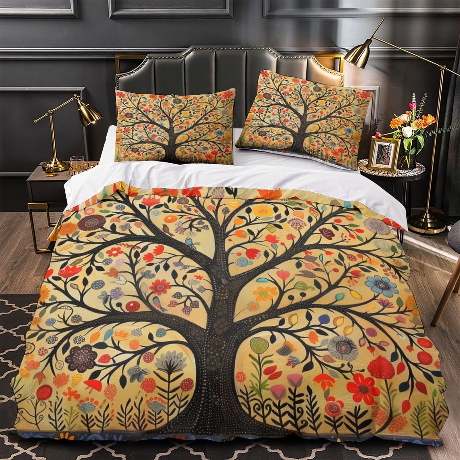 Parure de couette Tree of Life fine microfibre super douce motif 3D haut relief