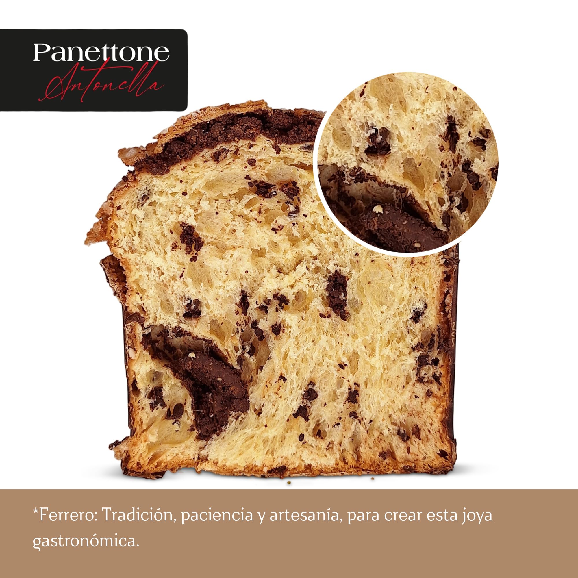 Panettone Antonella Schokolade & Haselnüsse XXL 1200 g | Handwerklicher Choco-Haselnuss-Panetone ohne Konservierungsstoffe oder Farbstoffe | Weihnachtsspezialität mit Natursauerteig
