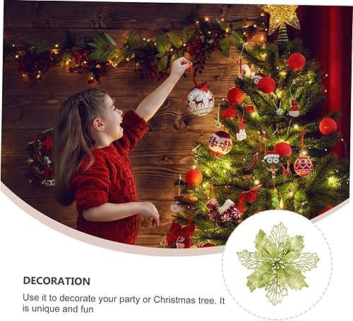 Miniatura 2 de ARTIBETTER 3 juegos de 12 piezas de flores huecas de Navidad para exteriores, guirnalda de Navidad con purpurina de flores de pascua, adorno de