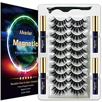 Vista 16 de Alcastar - Kit de pestañas magnéticas y delineador de ojos, pestañas magnéticas de aspecto natural con delineador de ojos, pestañas con aplicador