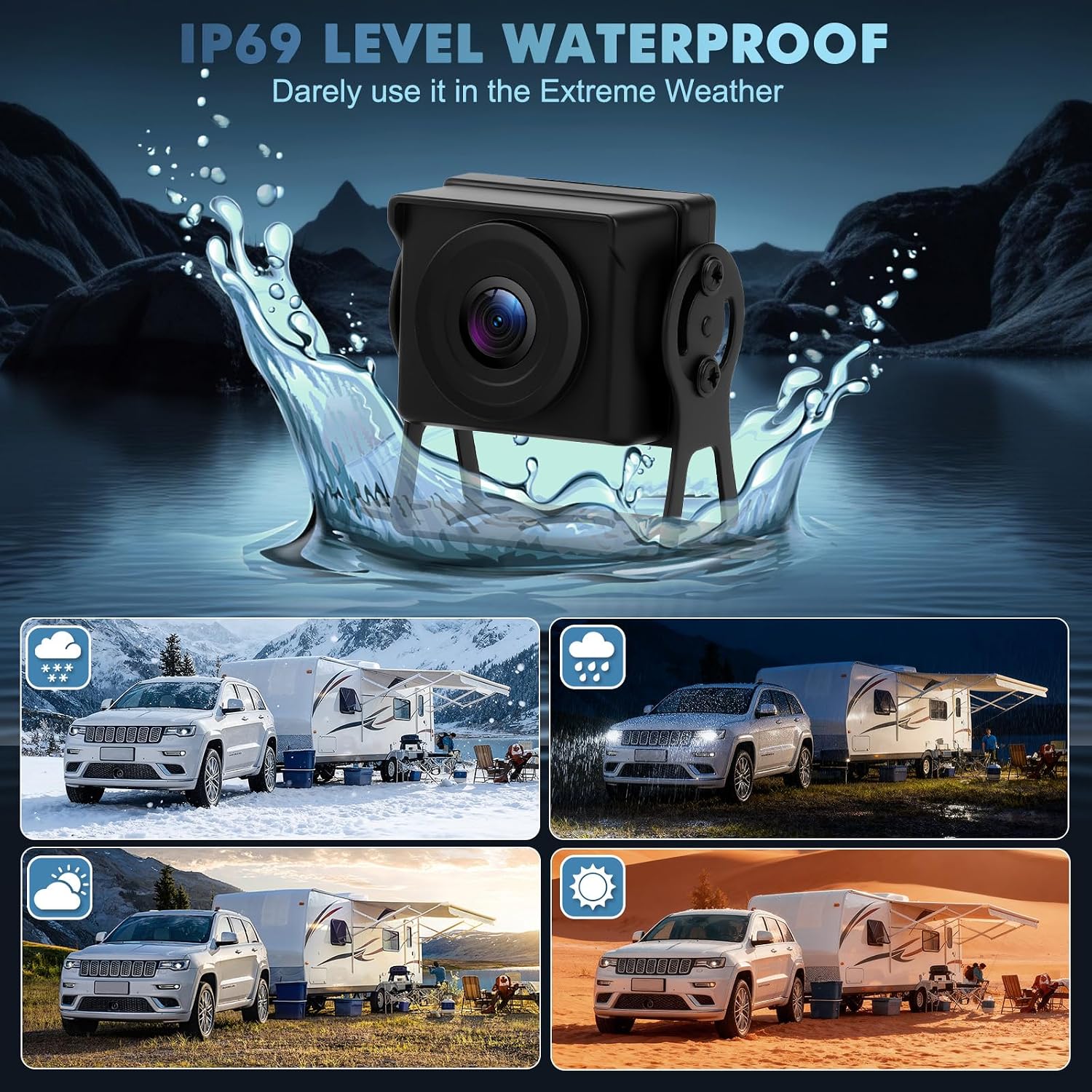 4 Channel Backup Camera Dash Cam 10.1" 1080p IP69 Waterproof DVR Recording Playback rv Camera System Music Video Player for Trucks Semis RVs Trailers Vans SUVs Carsn