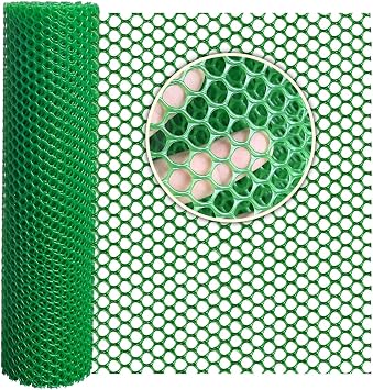 Plastic Wire Mesh Fence 16in x 20Ft Plastic Chicken Wire Mesh for Poultry, Dogs, Rabbit, Snake Barrier & Gardening Versatile Plastic Fencing 16in x 20Ft, Green