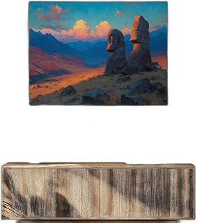 Ancient Stone Canvas Wall Art featuring a Majestic Mountain Valley Landscape with Rocky Terrain and Sunset Clouds for Natural Scenic Decor in Your Home