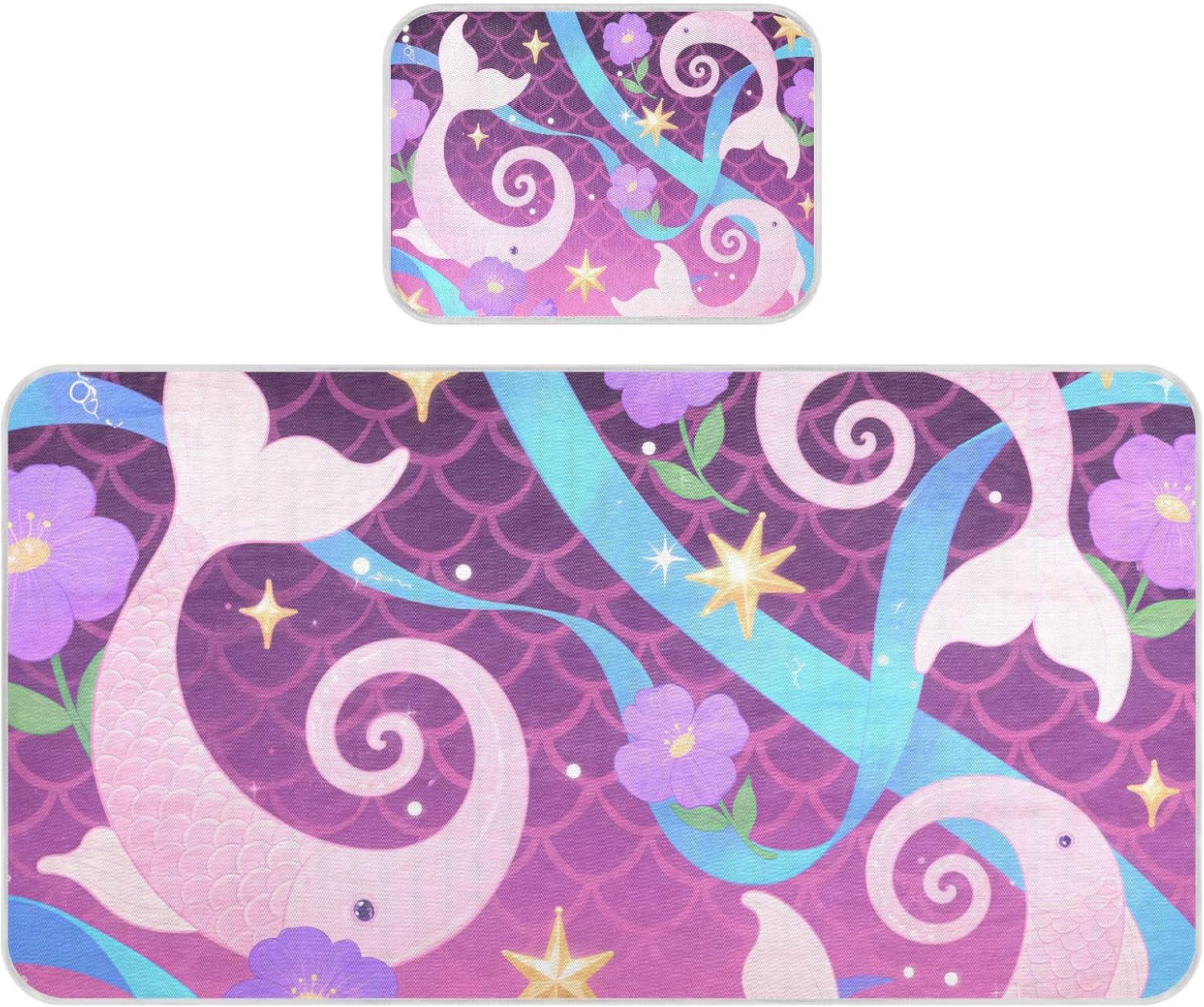 Colorful Cartoon Abstract Fish Cooling Baby Mattress Protector Crib 28" x 52" Breathable Pads Washable Waterproof for Baby&Toddler