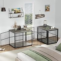 Vista 18 de Mueble de jaula para perros XXL de 48" con 3 puertas, jaula de madera combinada para mascotas, perrera resistente de interior para perros medianos a