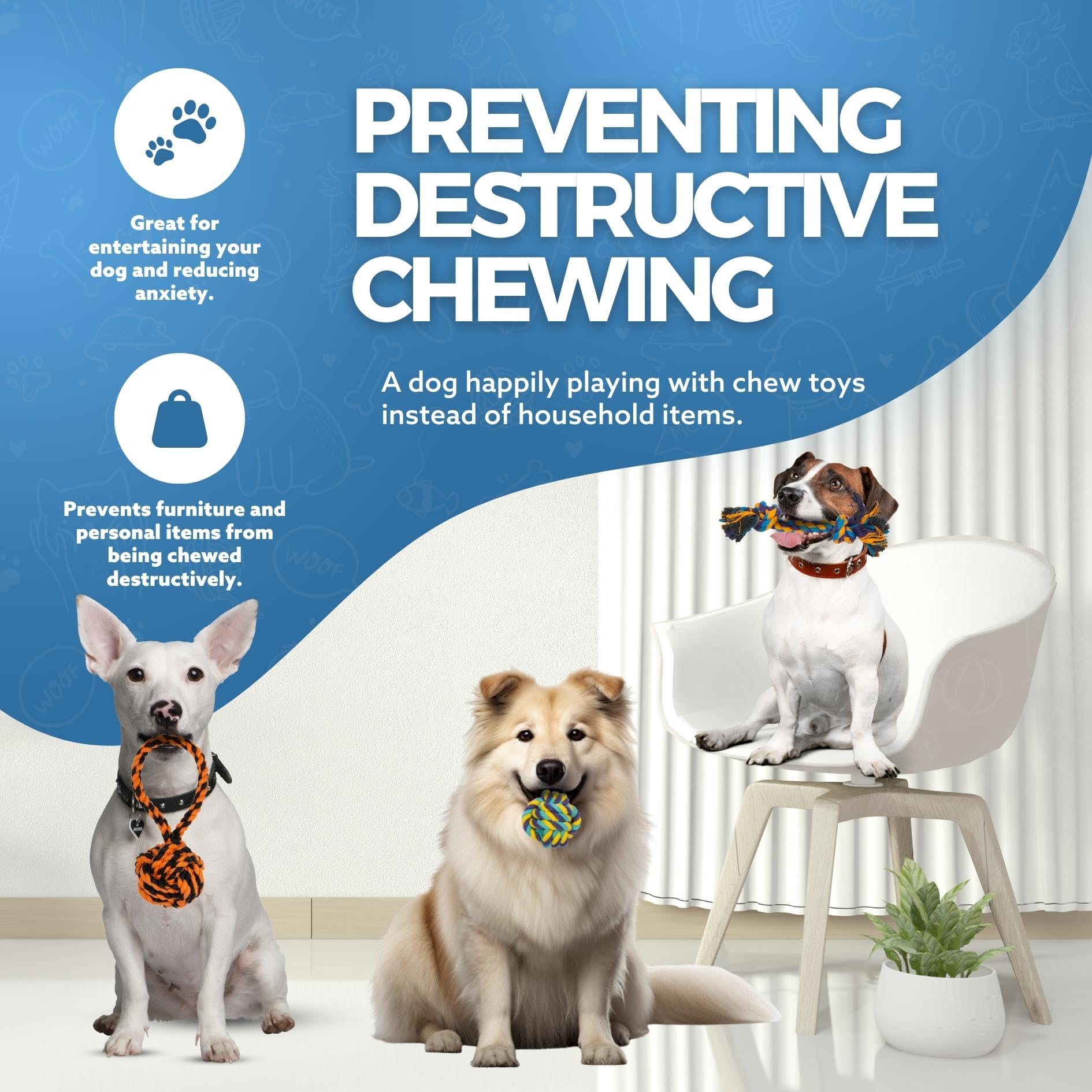 Fur & Bone 10 Pcs Dog Toys, All Breeds Indestructible Dog Toy, Chew Toys for Aggressive Chewers - Image 4