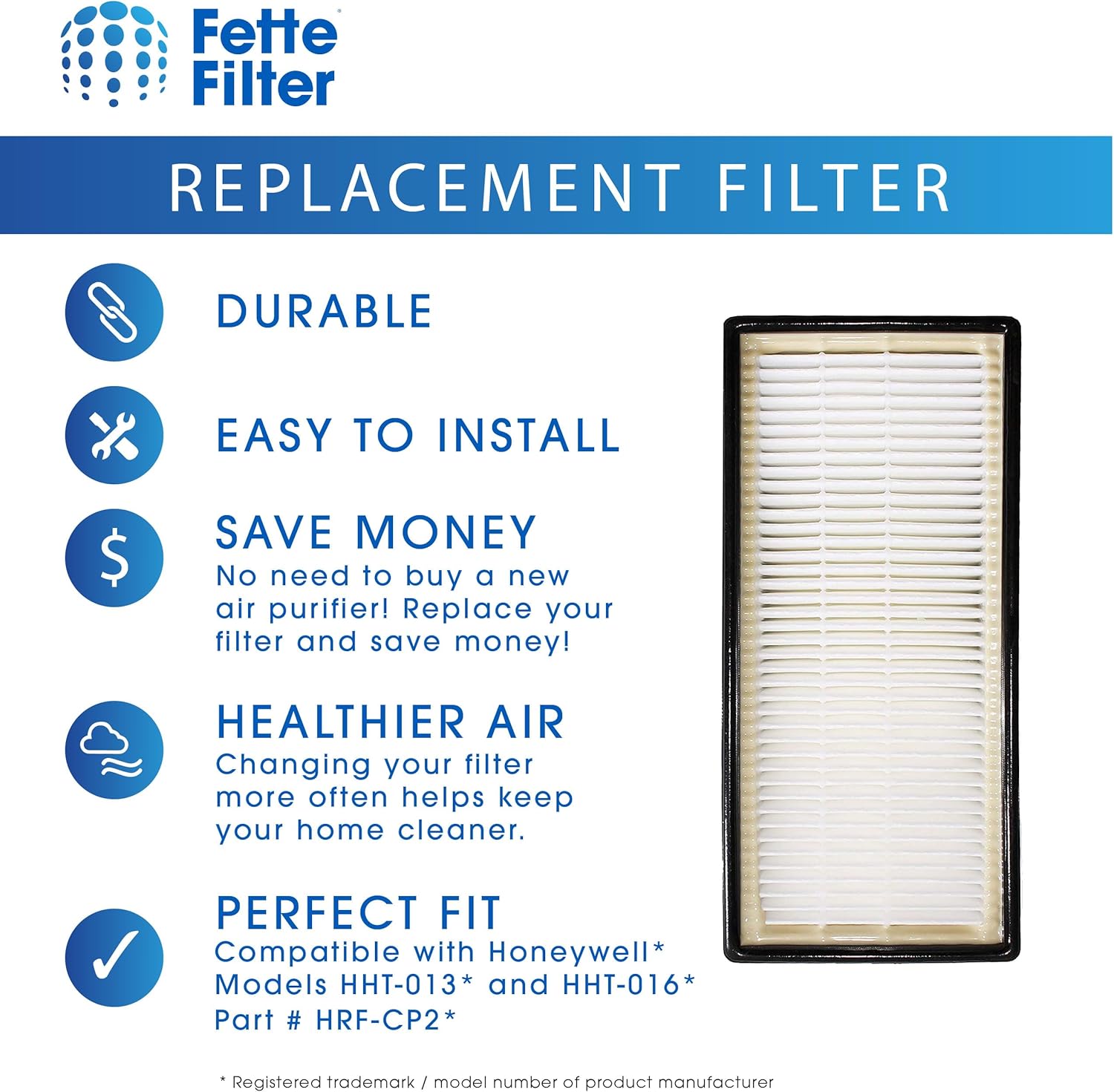 Fette Filter - Premium Filter C Hepa Compatible with Honeywell Filter C for Model HHT-011 HHT-080 HHT-080/1 HHT-081 HHT-085 HHT-090 HHT-145 HHT-145/9 HHT-149 16200 16216 Part # HRF-C2 HRF-C1 - Image 3