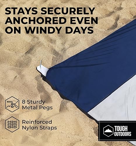 Miniatura 7 de Tough Outdoors Manta de playa extra grande, impermeable, a prueba de arena, de gran tamaño, 11 x 10 pies, sin arena, para 9 adultos, senderismo, al