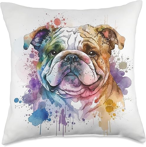 English Bulldog Items English Bulldog - Almohada de arte de acuarela, 18 x 18 pulgadas, multicolor English Bulldog Items English Bulldog - Almohada de arte de acuarela, 18 x 18 pulgadas, multicolor