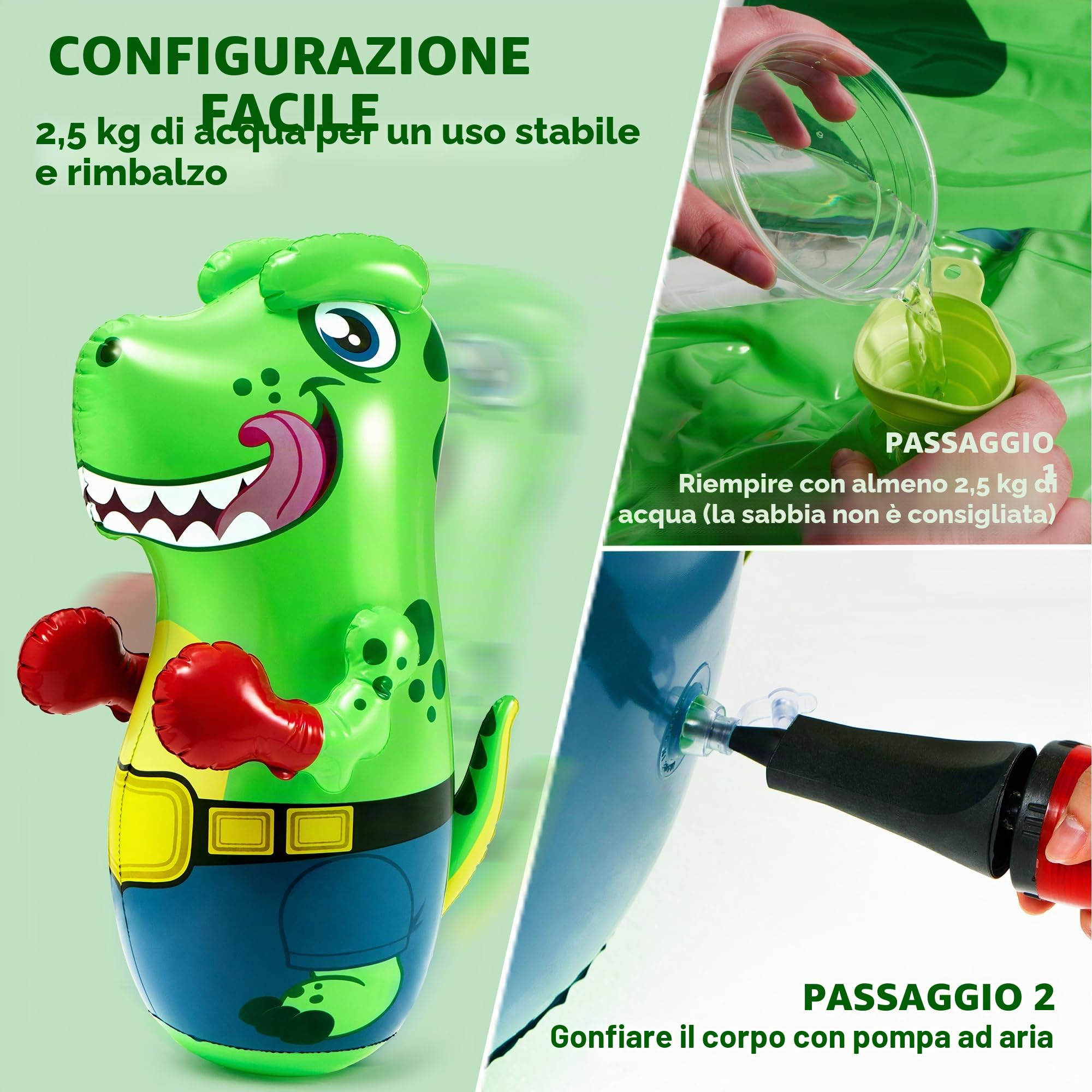 JOYIN Dinosauro T-Rex Gonfiabile Bopper 47 Pollici, Sacco da Boxe per Bambini con Azione di Rimbalzo, Sacco da Boxe Gonfiabile per Bambini