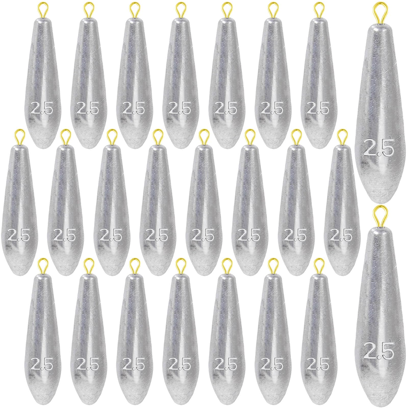 Landhoow 24 Pcs Drop Shot Fishing Weights Kit Freshwater Catfishing Fishing Sinker Bass Casting Removable Fishing Line Weights Saltwater Streamlined Snap Weight for Trolling Surf Tackle(2.5 oz)
