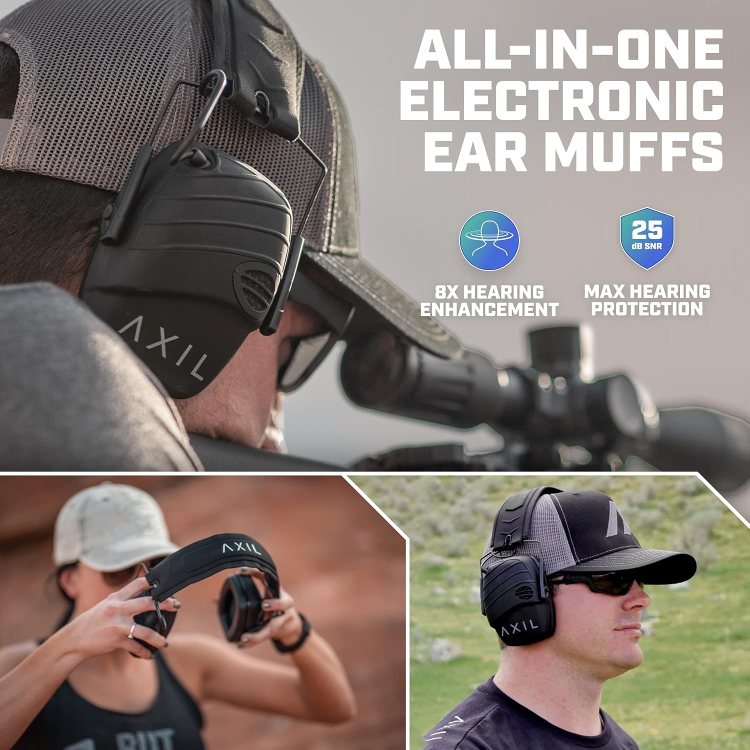 AXIL TRACKR Noise Cancelling Ear Muffs Construction & Shooting Ear