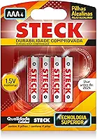 Pilhas Alcalinas 1.5V Tipo Aaa Steck Pack C/ 4 Unidades Steck