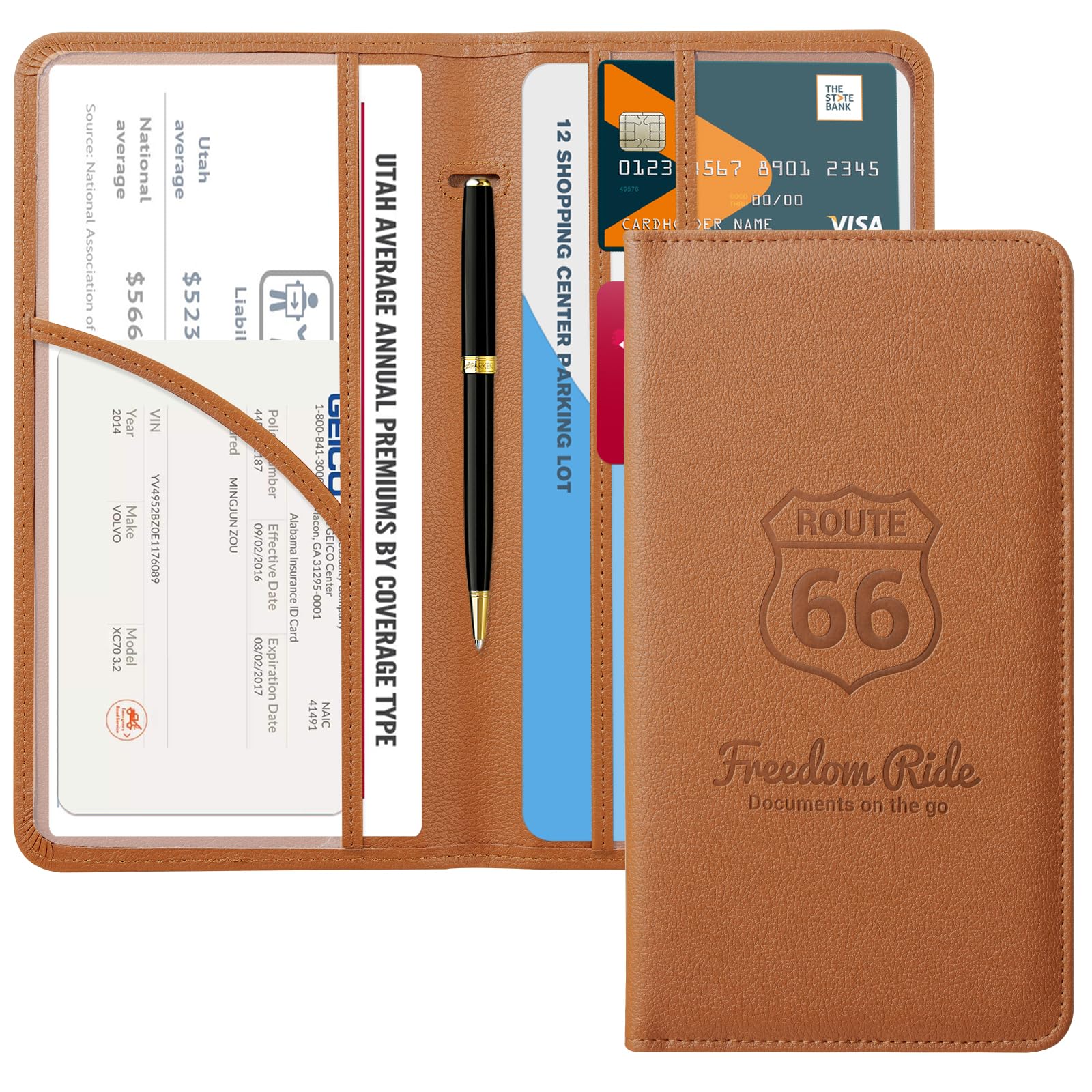 CoBak Car Registration and Insurance Holder | Vehicle Glove Box Organizer, Auto Truck Compartment Document Case with Magnetic Closure for Insurance &amp; Driver License