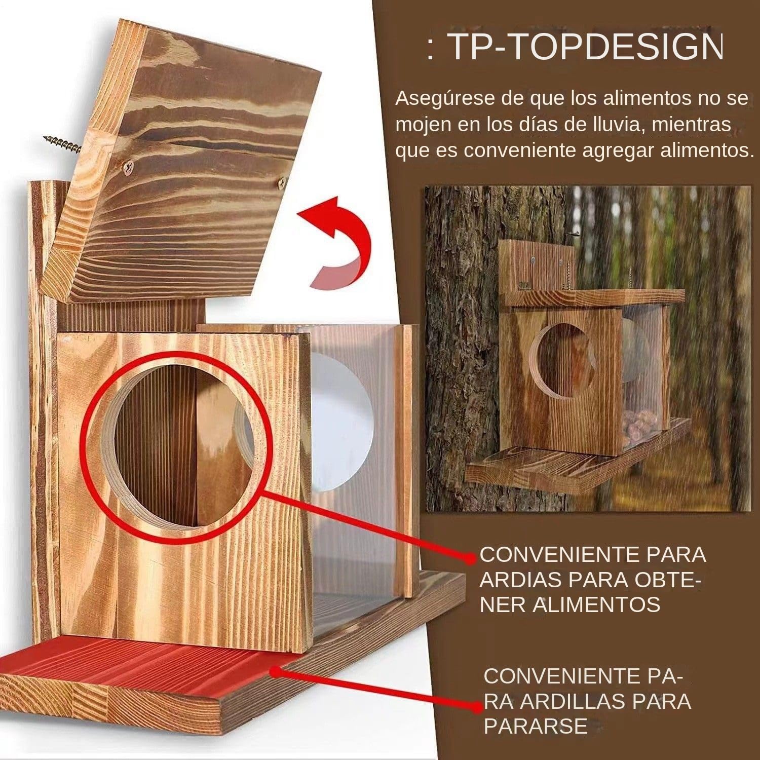 para Ardillas,Decoración de Jardín Divertida | Casa De Picnic con Bebedero para Ardillas,para Balcón Árbol Invierno Pícnic Alimentación de