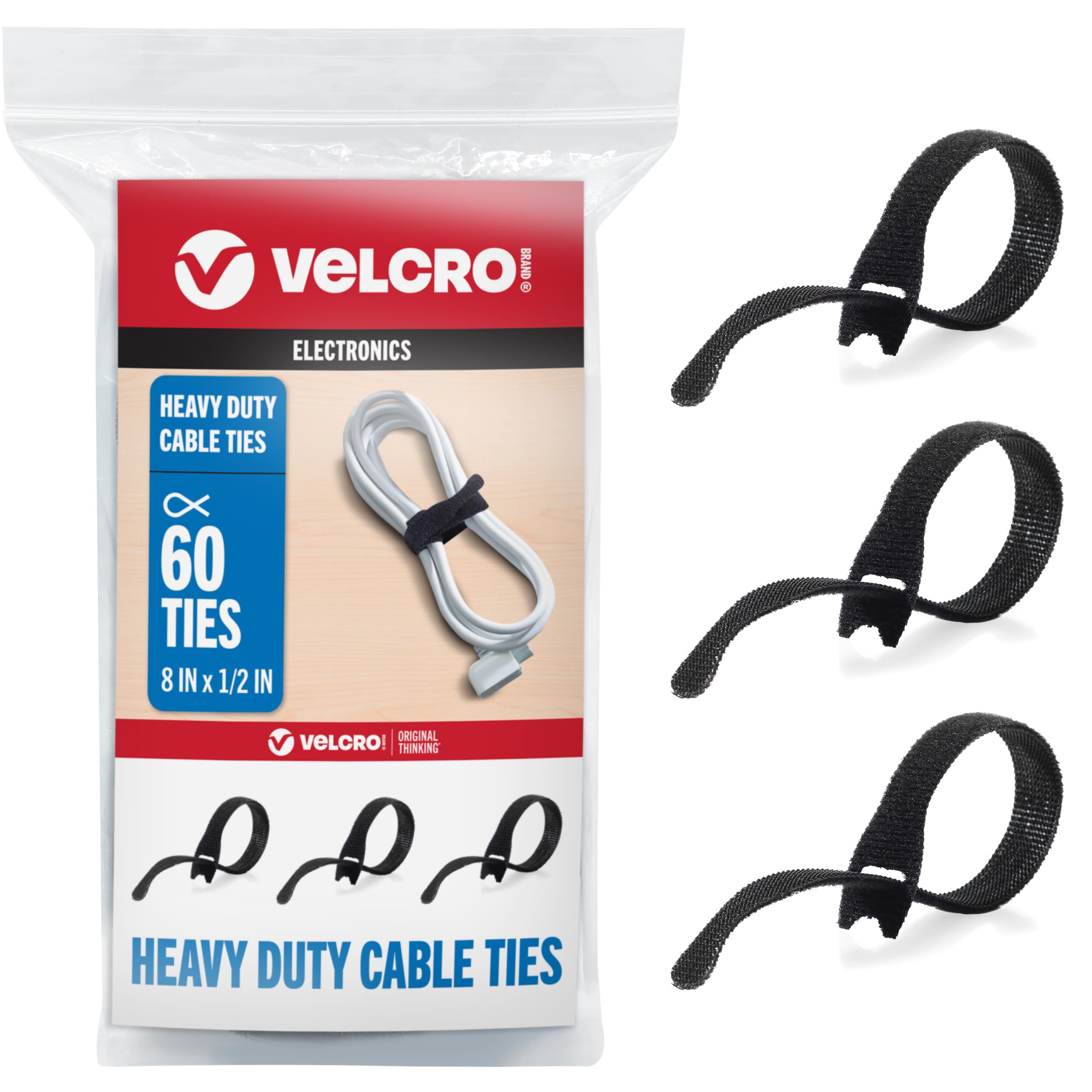 Amazon.com: VELCRO Brand Heavy Duty ONE-WRAP Cable Ties, 8in x 1