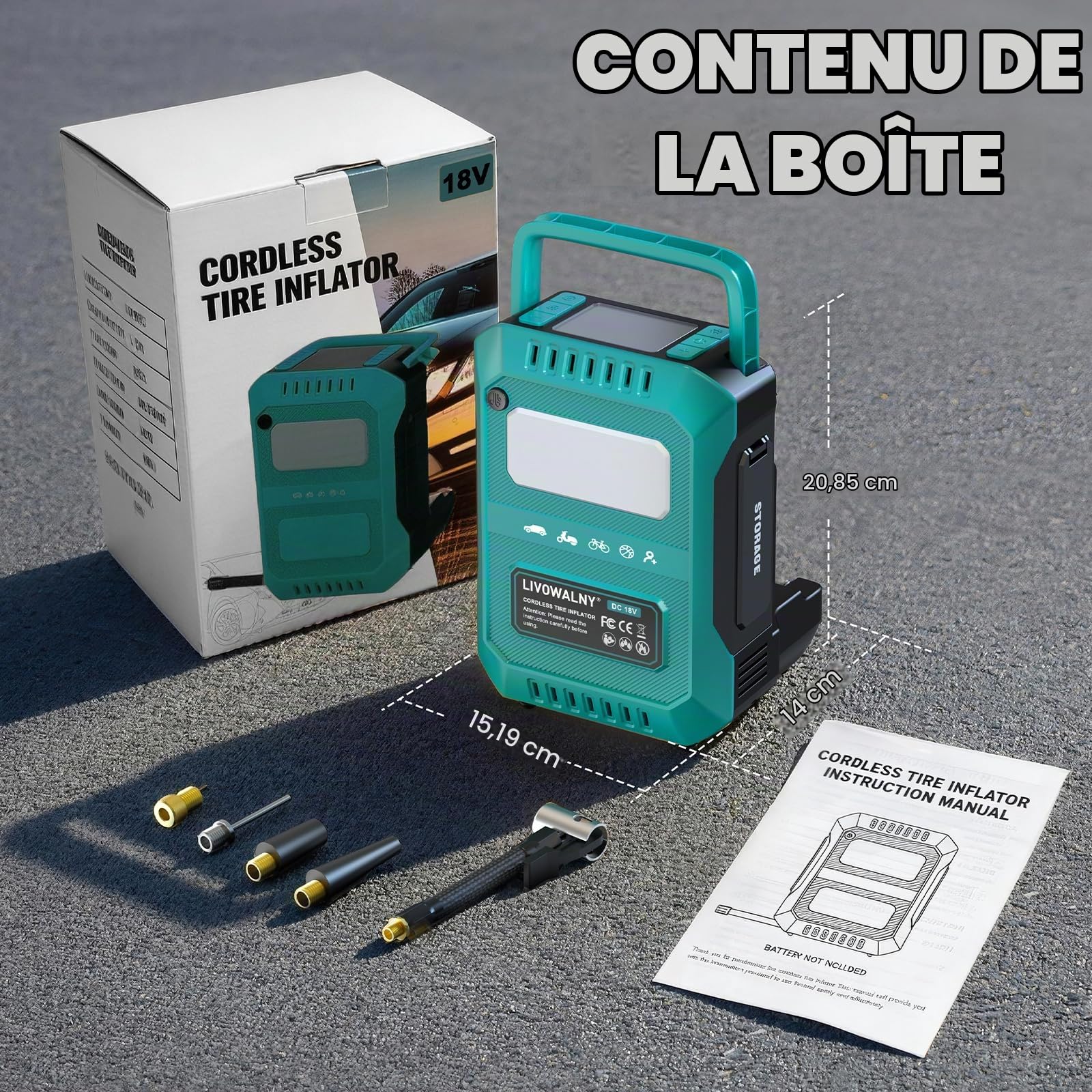 LIVOWALNY 160PSI Gonfleur Pneus Voiture Compatible avec Makita 18V Battery