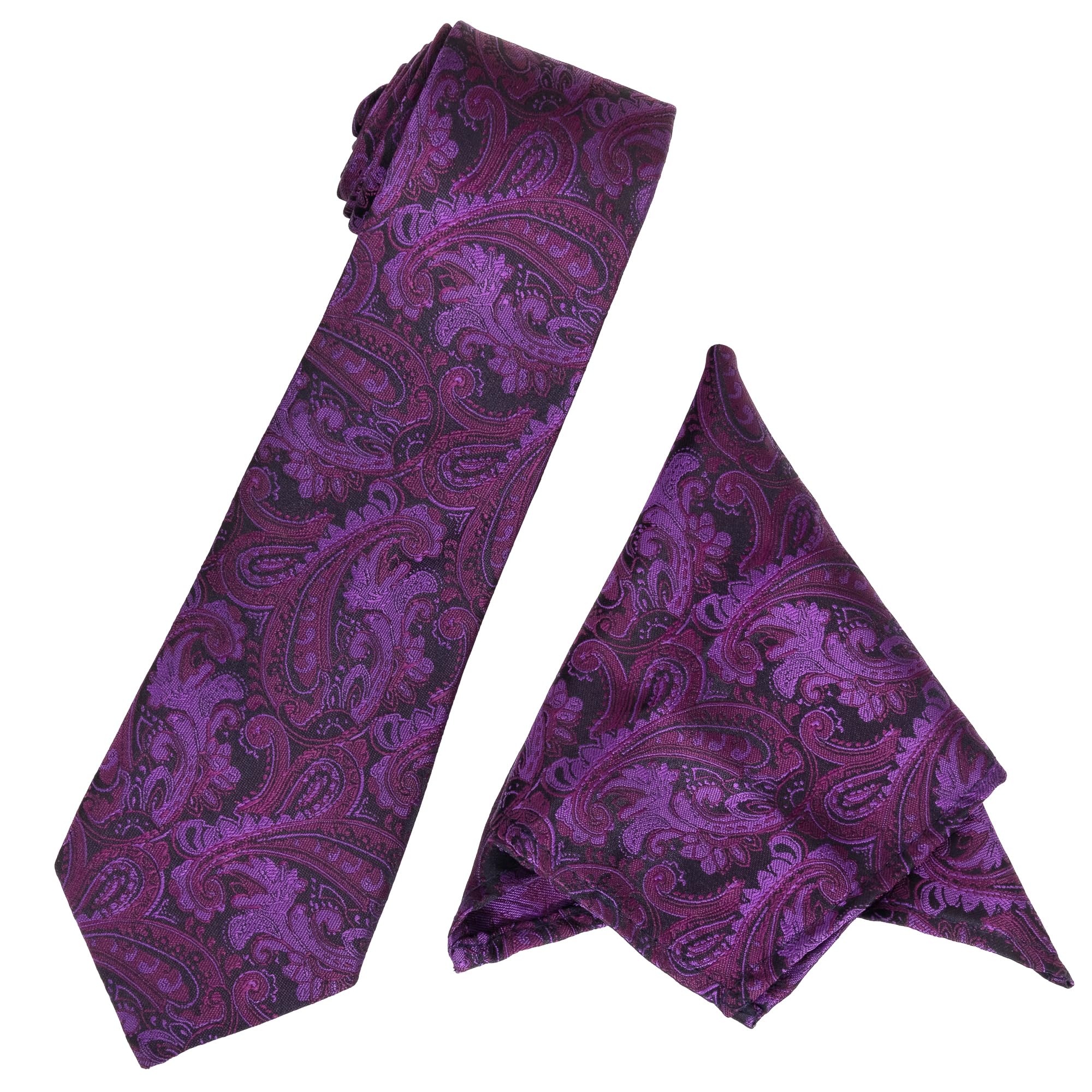 Men's Purple Paisley Tie & Pocket Square-image-27