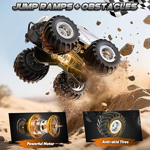 Miniatura 6 de Auto de control remoto, camión de control remoto todo terreno, autos RC con giros de 360 grados, auto de juguete estilo camioneta con luz, camión RC