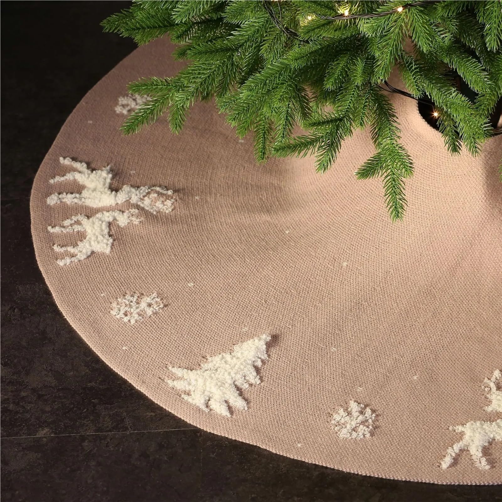 tappeto albero di natale Tappeto for piedini dell'albero di Natale, gonna ricamata, decorazione for la casa(Red,36Inch)