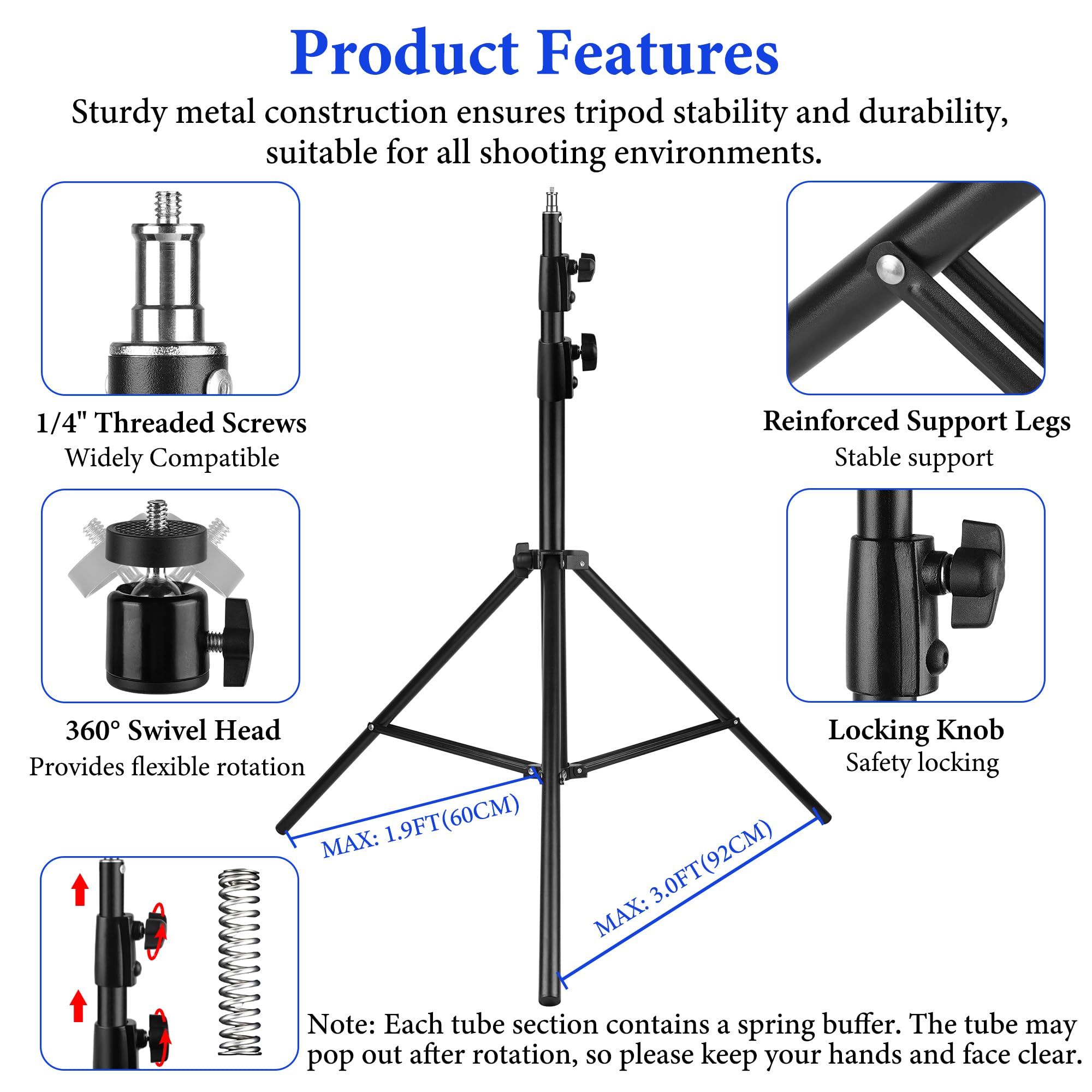 Geekria Trípode para cámara Deportiva Alto de 10 ft con Kit de Montaje, Soporte de grabación AI Ajustable para fútbol, 互換性 con XbotGo, Veo, Trace, Pixellot, Hudl, Ballercam, SOLOSHOT