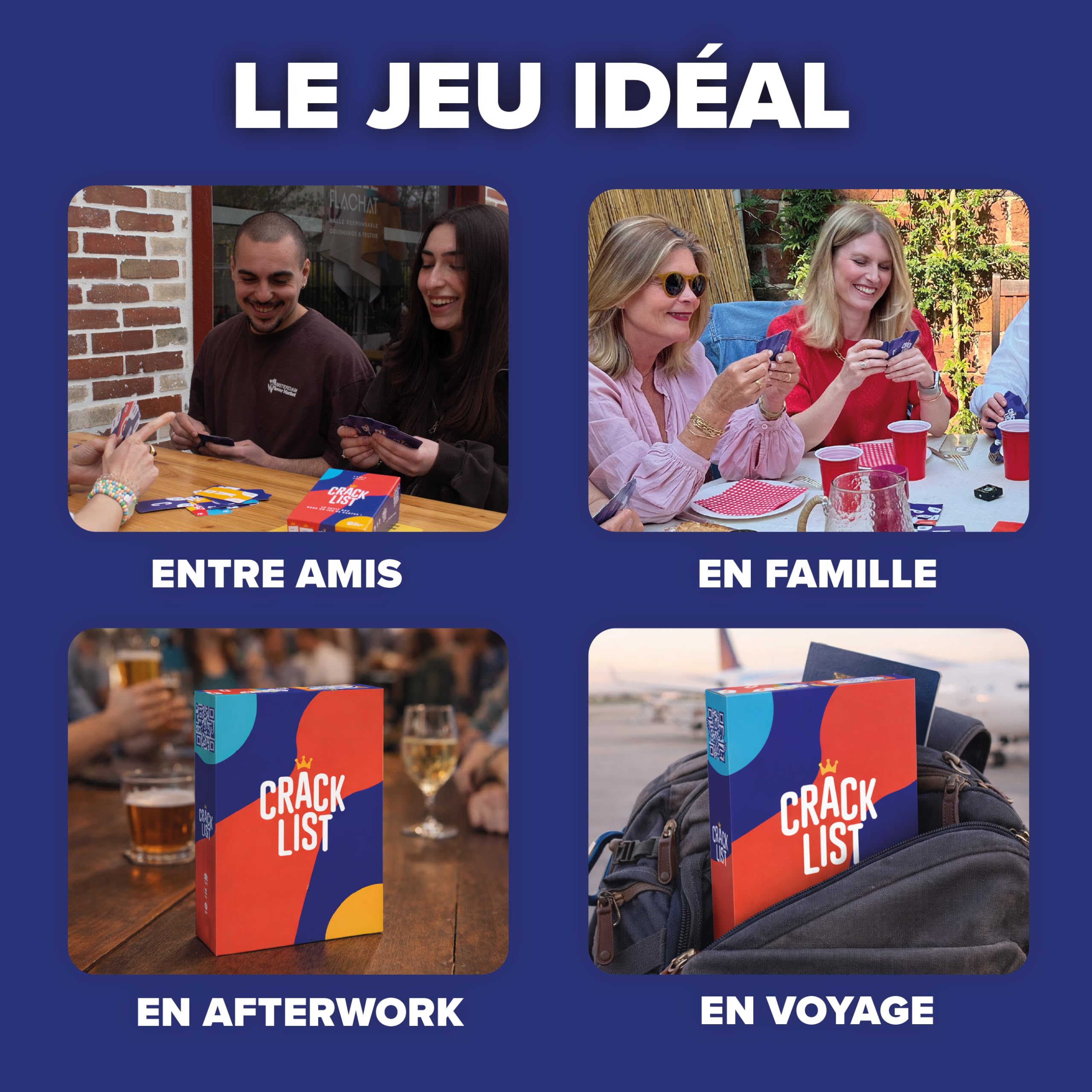 CRACK LIST - Jeu du Petit bac - Jeu de Cartes - Jeu d'ambiance - entre amis et en famille - 10 ans et plus - 2 à 8 joueurs - version française - Yaqua Studio, YAQ001CR, Bleu