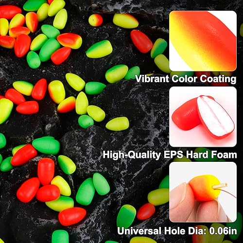 Miniatura 3 de Alwonder Paquete de 60 flotadores de pesca Bobbers ovalados de espuma de bala flotadores Pompano Surf Ice Fly Fishing Trolling Fish Finder Bottom